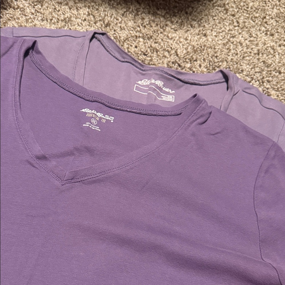 Set of 2 Eddie Bauer purple short sleeve v-neck Ts (XXL) - EUC!